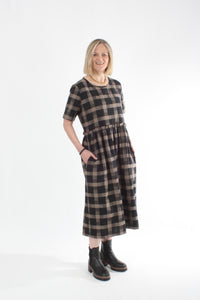 Tilly Dress - Black and Chocolate Check