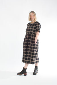 Tilly Dress - Black and Chocolate Check