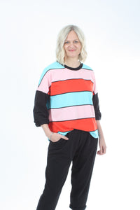 Tracee Top - Red, Blue and Pink
