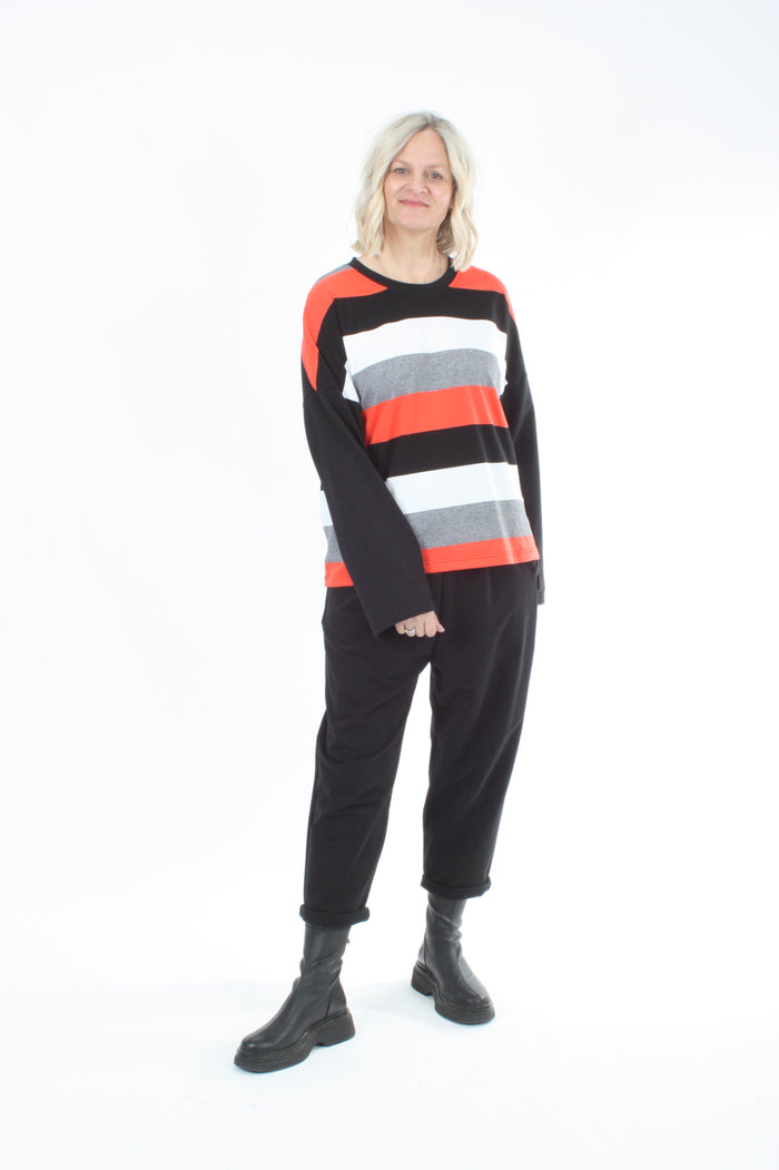 Tracee Top - Orange, White and Black