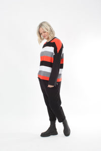 Tracee Top - Orange, White and Black