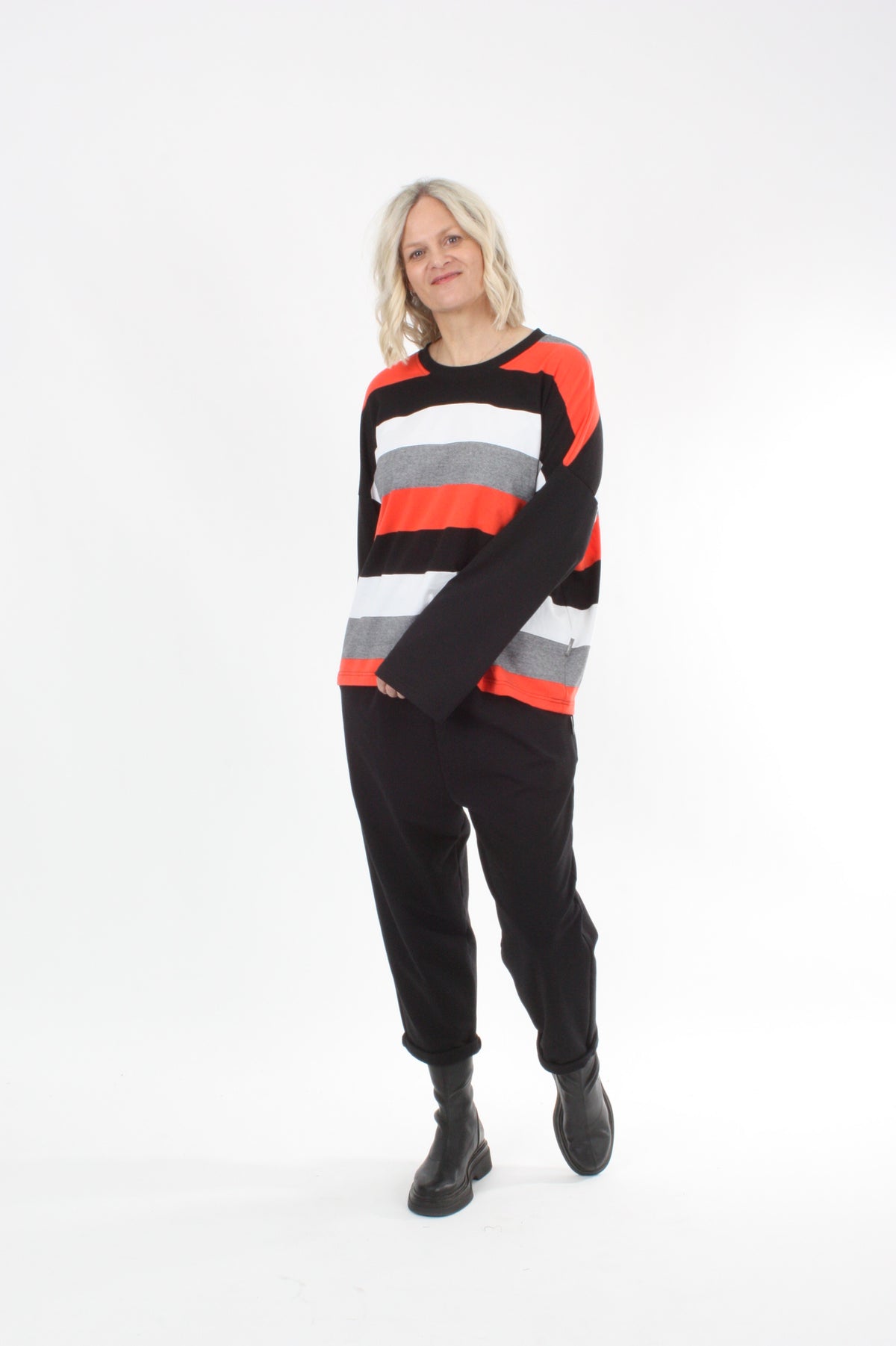 Tracee Top - Orange, White and Black