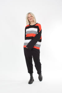 Tracee Top - Orange, White and Black