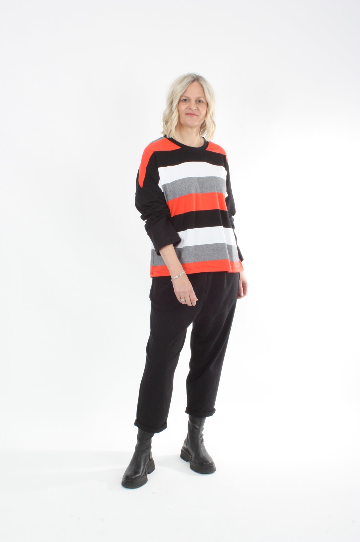 Tracee Top - Orange, White and Black