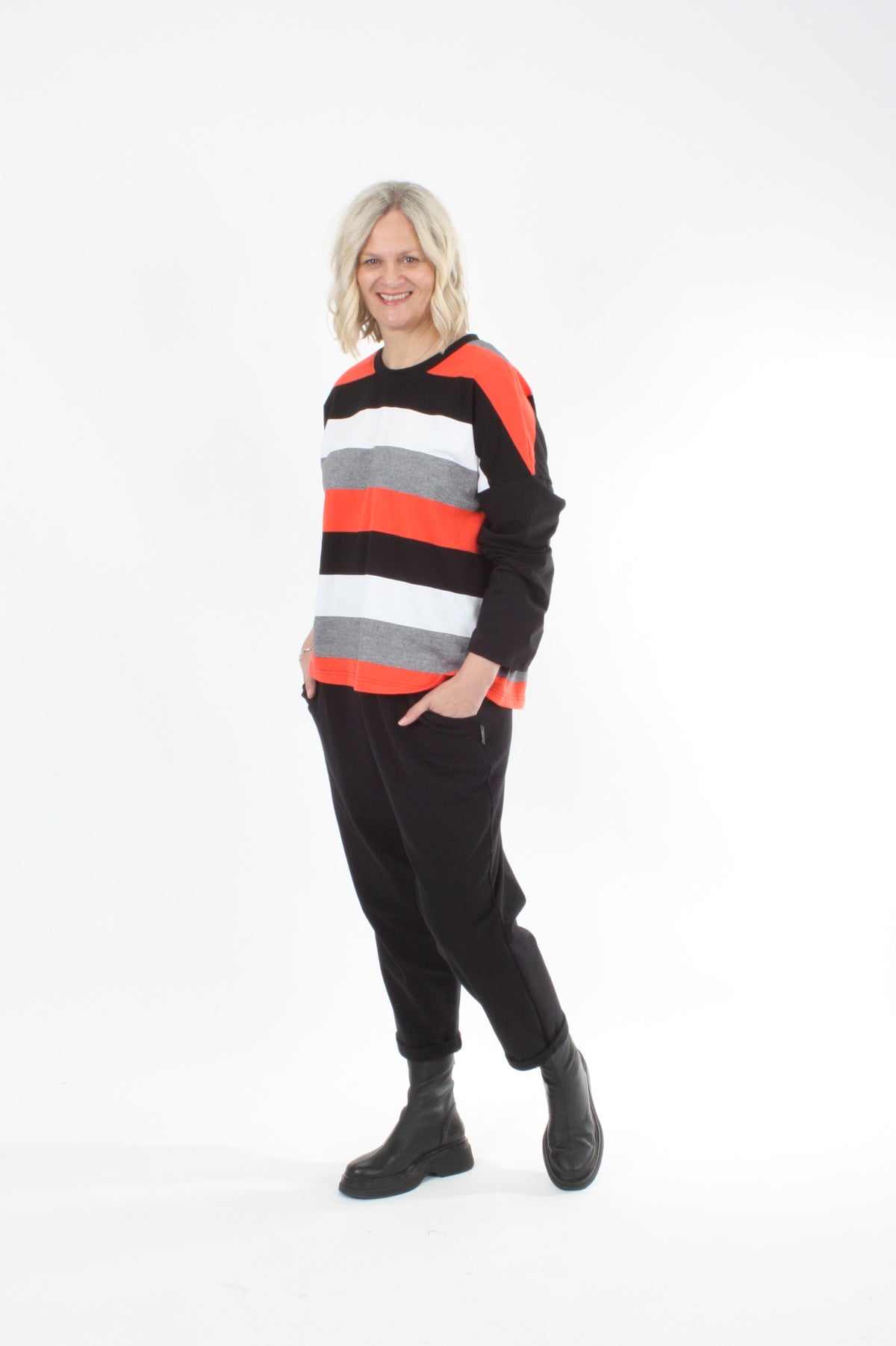Tracee Top - Orange, White and Black