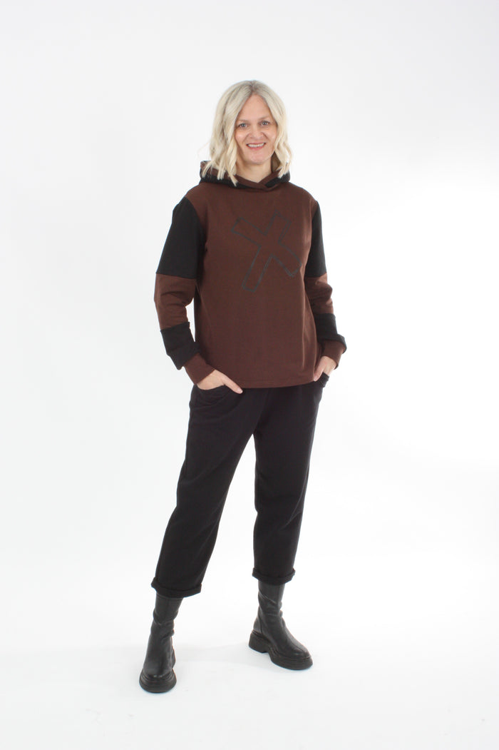 Avery Hoodie - Chocolate and Black