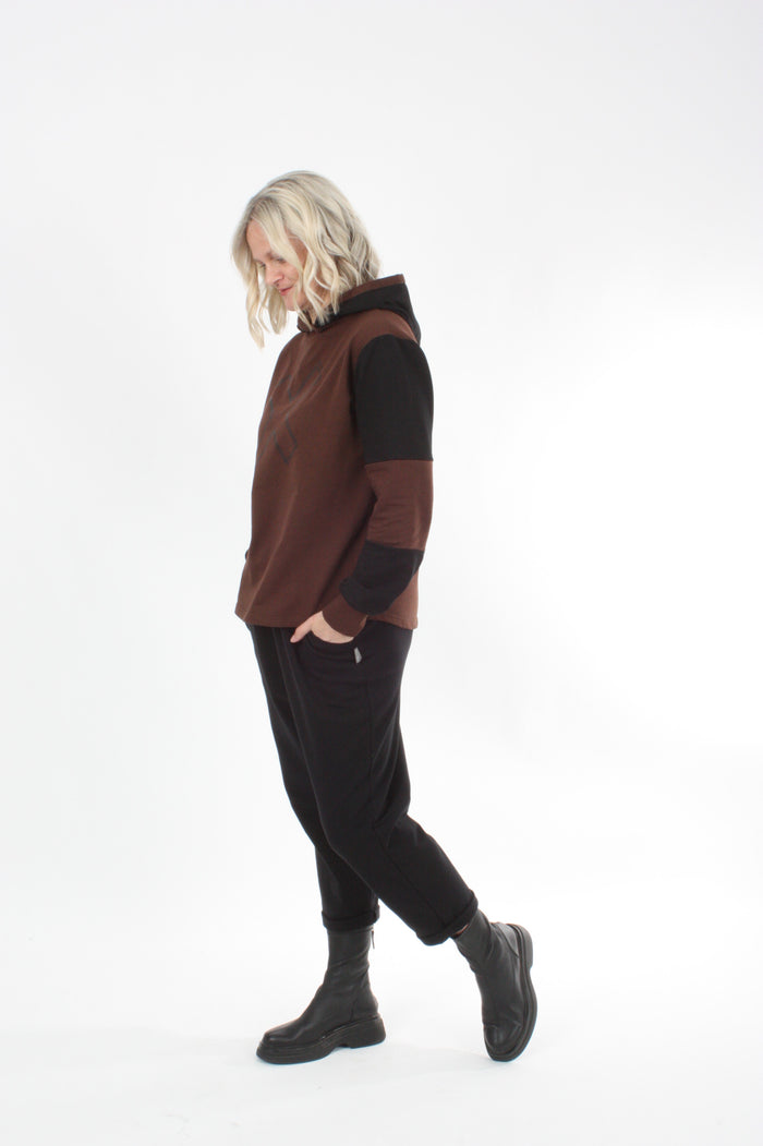 Avery Hoodie - Chocolate and Black