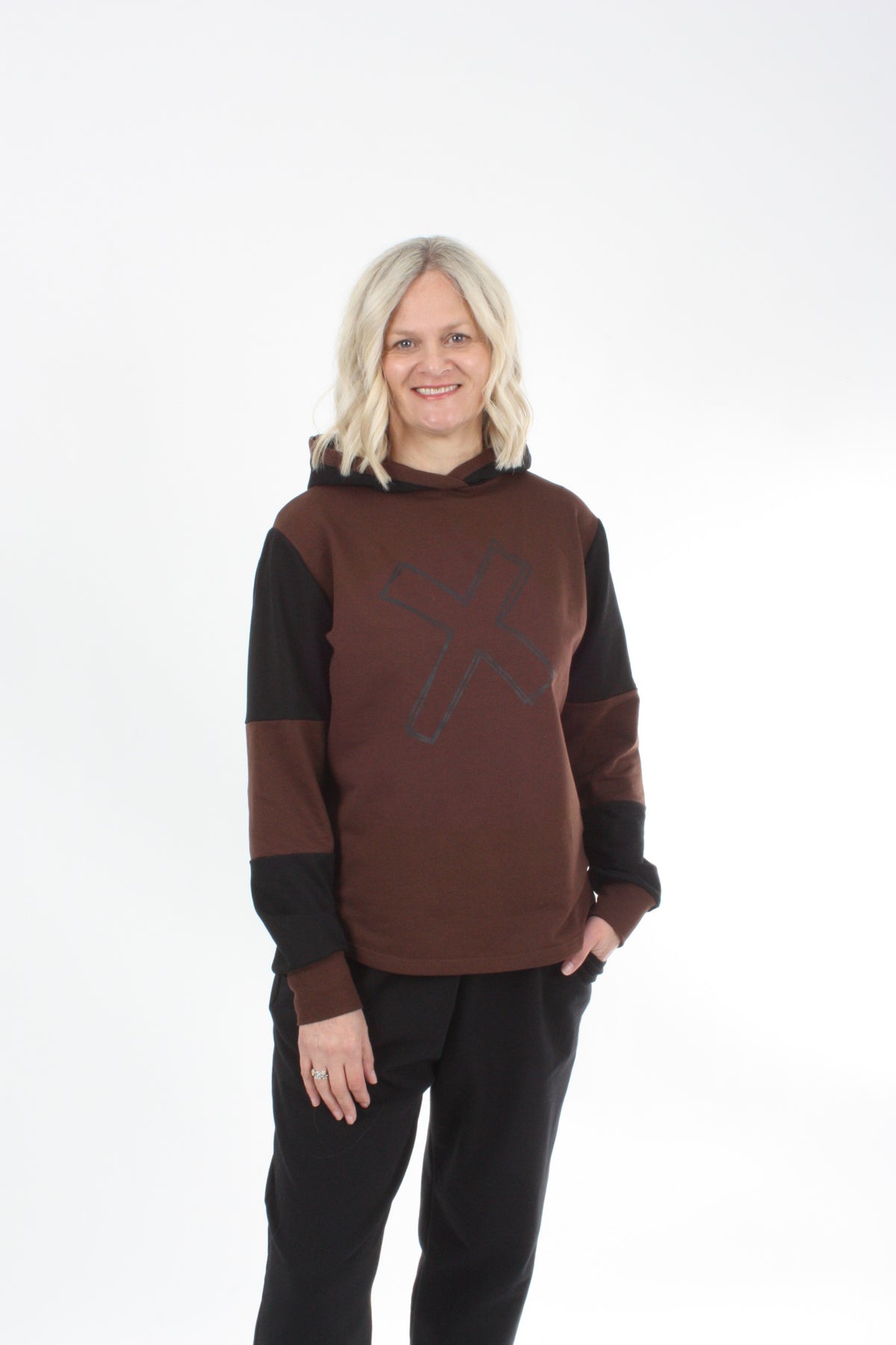 Avery Hoodie - Chocolate and Black