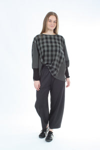 Alexa Top - Reversible - Slate Green and Black Check - Pre Order