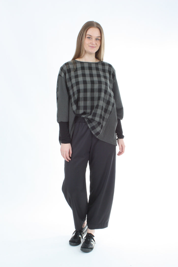 Alexa Top - Reversible - Slate Green and Black Check - Pre Order