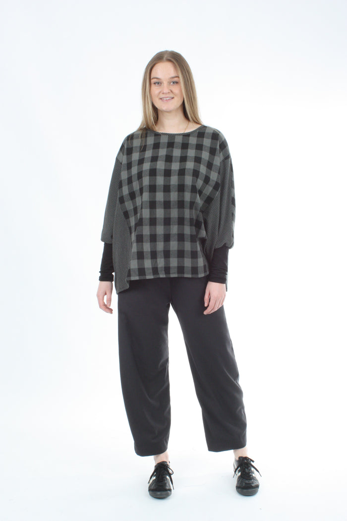 Alexa Top - Reversible - Slate Green and Black Check - Pre Order