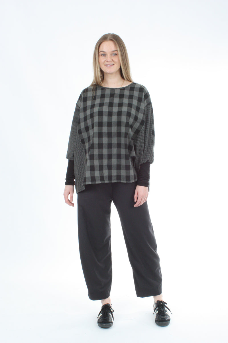 Alexa Top - Reversible - Slate Green and Black Check - Pre Order