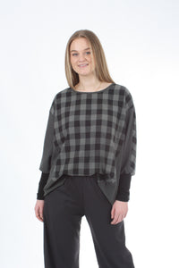 Alexa Top - Reversible - Slate Green and Black Check - Pre Order
