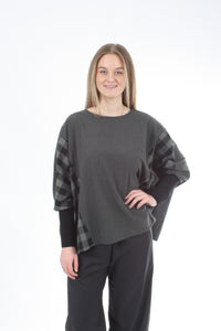 Alexa Top - Reversible - Slate Green and Black Check - Pre Order