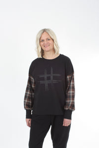 Quinn Top - Black Check Sleeve