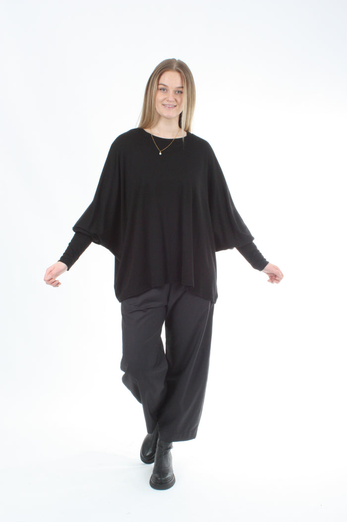 Alexa Top - Merino - Reversible Chocolate/Black - Black Cuff - Pre Order