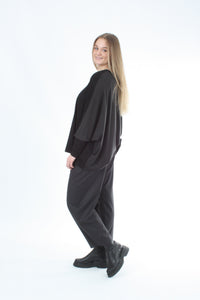 Alexa Top - Merino - Reversible Chocolate/Black - Black Cuff - Pre Order