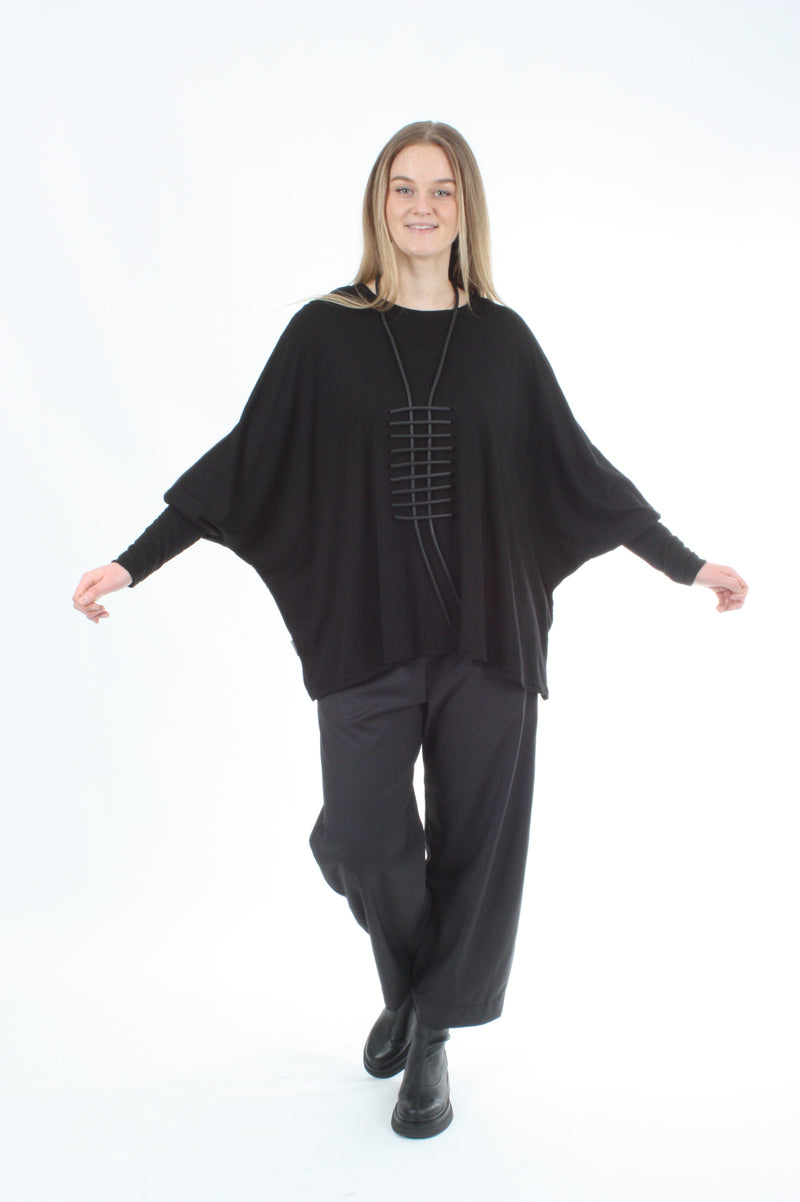 Alexa Top - Merino - Reversible Chocolate/Black - Black Cuff - Pre Order