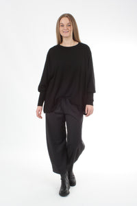 Alexa Top - Merino - Reversible Chocolate/Black - Black Cuff - Pre Order