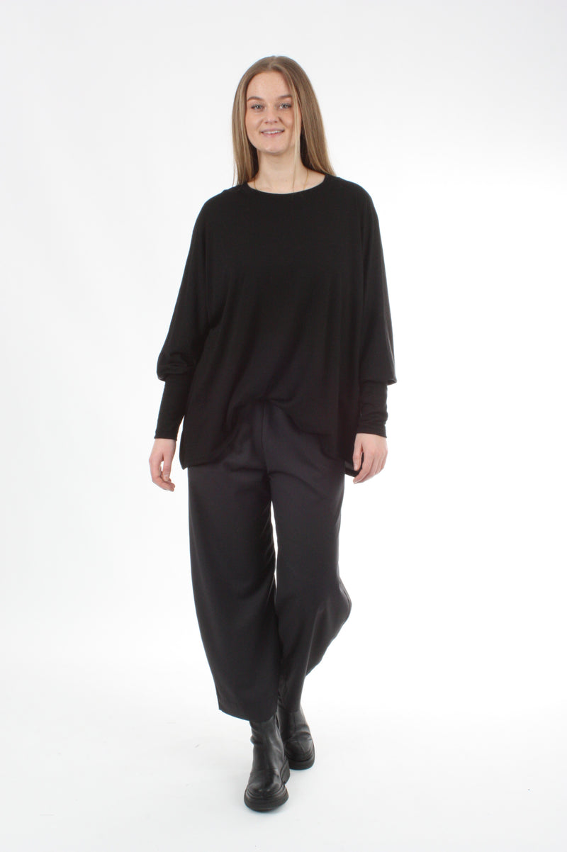 Alexa Top - Merino - Reversible Chocolate/Black - Black Cuff - Pre Order