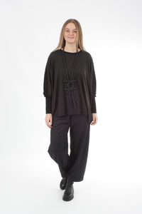 Alexa Top - Merino - Reversible Chocolate/Black - Black Cuff - Pre Order