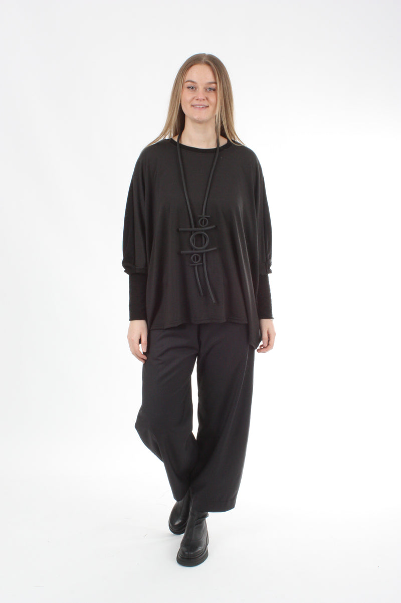 Alexa Top - Merino - Reversible Chocolate/Black - Black Cuff - Pre Order