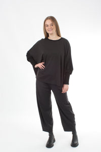 Alexa Top - Merino - Reversible Chocolate/Black - Black Cuff - Pre Order