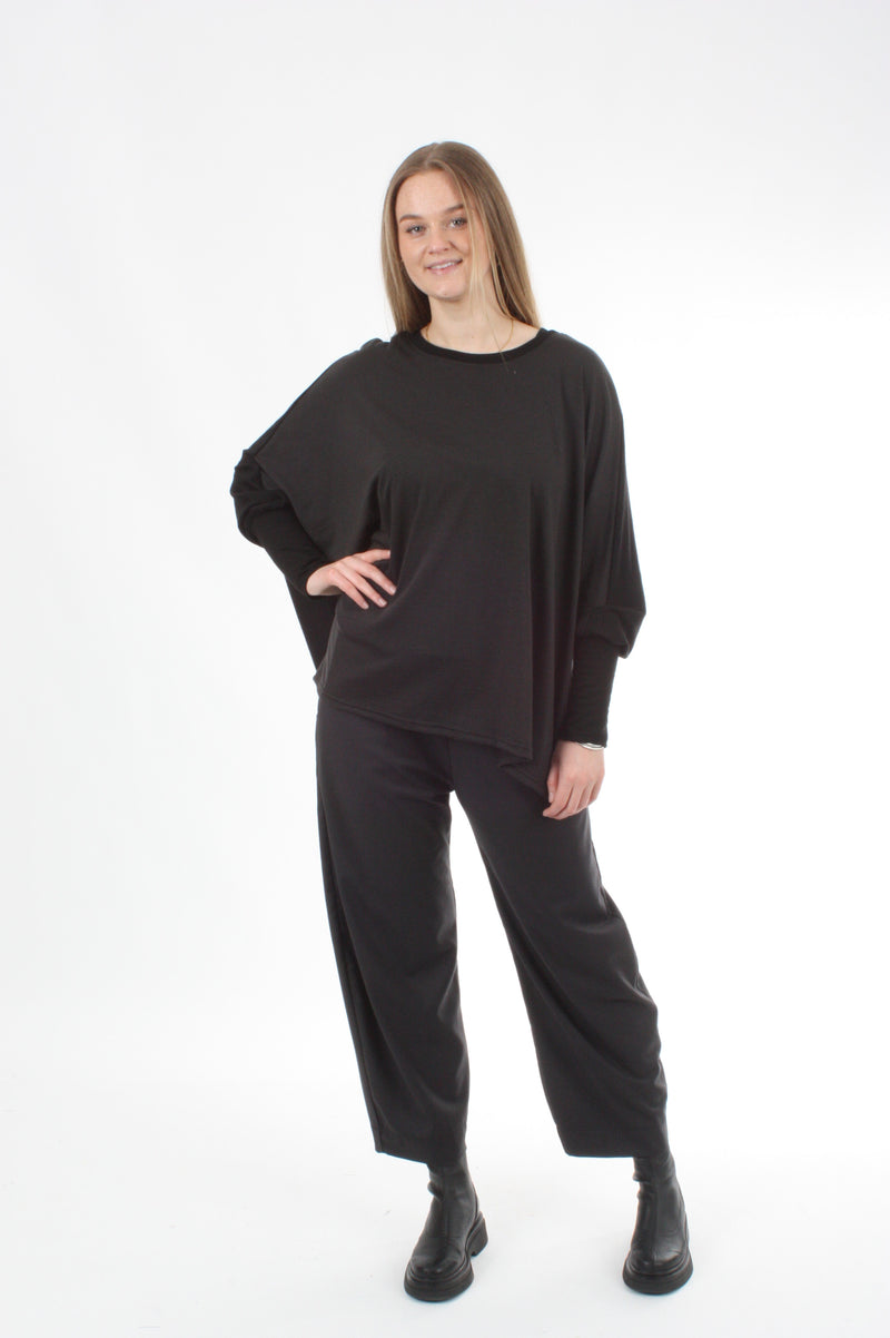 Alexa Top - Merino - Reversible Chocolate/Black - Black Cuff - Pre Order
