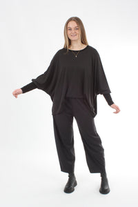 Alexa Top - Merino - Reversible Chocolate/Black - Black Cuff - Pre Order