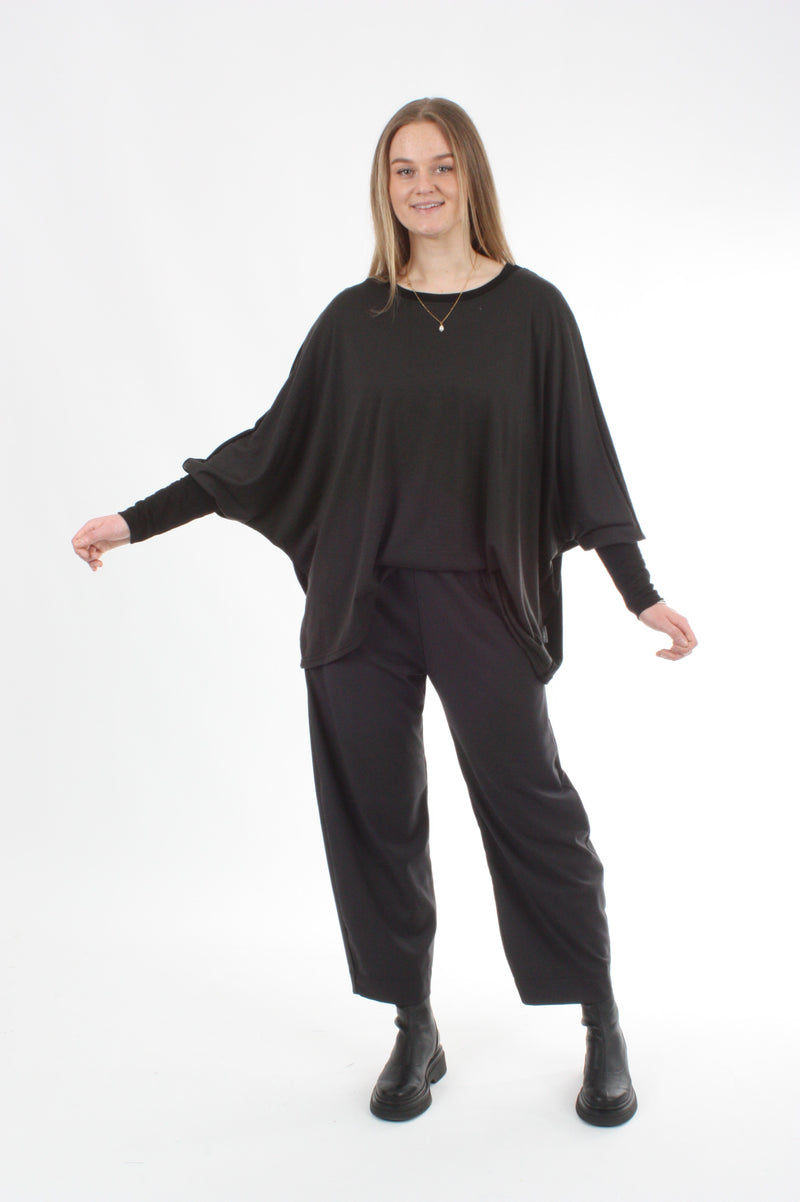 Alexa Top - Merino - Reversible Chocolate/Black - Black Cuff - Pre Order