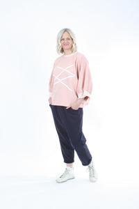 Sonia Top - Pink - White Lines Print - Pre Order