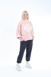 Sonia Top - Pink - White Floral cross Print - Pre Order