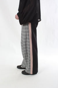 Olivia Pants - Check - Black with Pink Stripe - Pre-Order