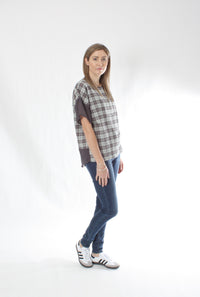 Penny Top - Grey Check Print