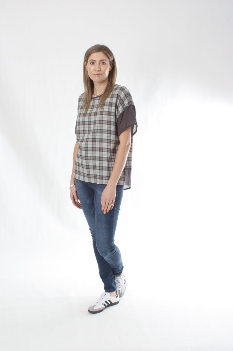 Penny Top - Grey Check Print