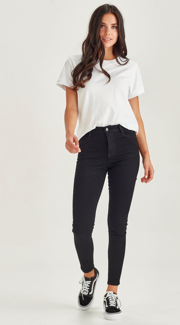 Slip Ankle Grazer Jeans Black