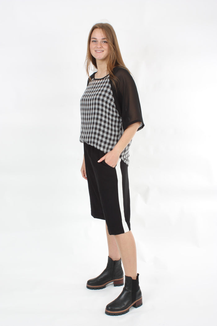 Olivia Shorts - Black with White Stripe - Pre-Order