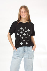Tee Shirt - Black with Silver Crosses - Pre Order