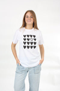 Tee Shirt - White with Black Lots of love Print - Pre Order