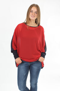 Alexa Top - Red - Navy with Plain Navy Cuffs - Pre Order