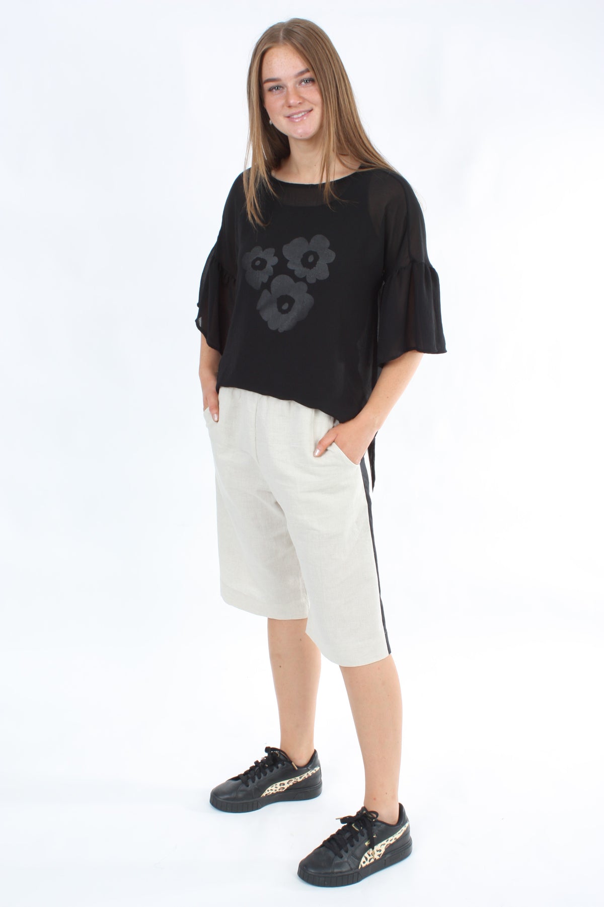 Olivia Shorts - Natural, Emerald or Black with Stripe - Pre Order