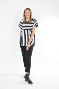 Scarlett Top - Black and White wide Stripe