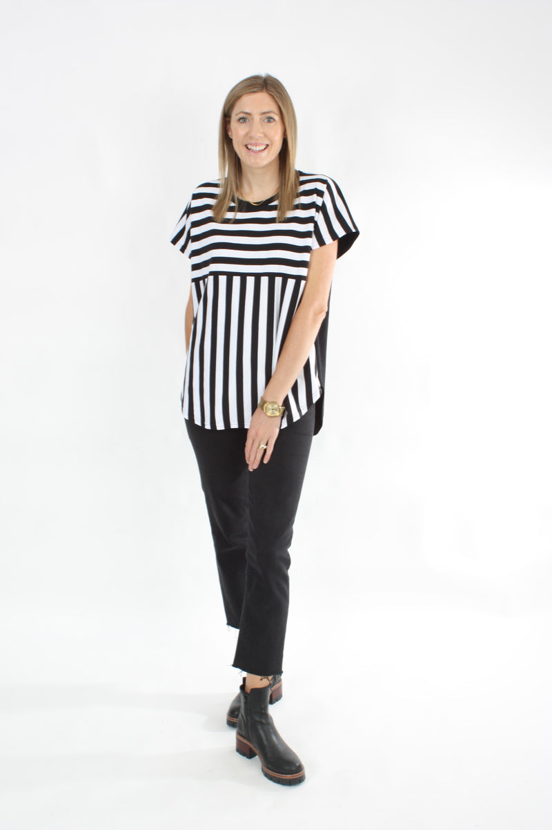 Scarlett Top - Black and White wide Stripe