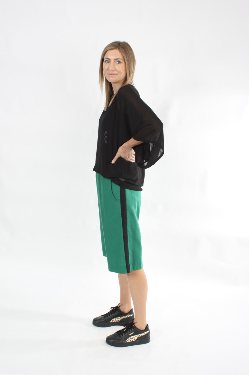 Olivia Shorts - Natural, Emerald or Black with Stripe - Pre Order