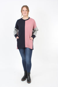 Hazel Sweater - Navy Grey Pink - Pre Order