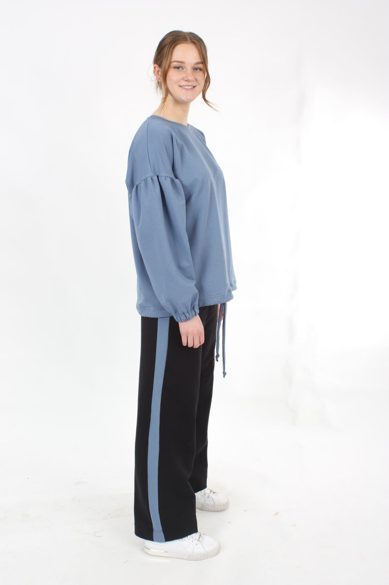 Olivia Sweat Pants - Black with Marine Stripe