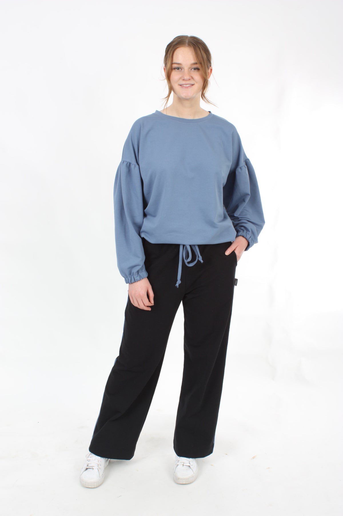 Olivia Sweat Pants - Black with Marine Stripe