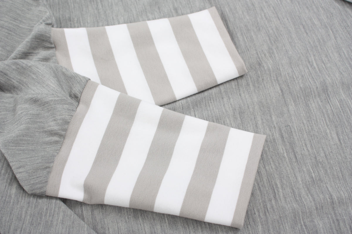 Cardi Grey Merino - Grey wide Stripe Cuffs - pre-order 2-3 weeks