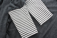 Hooded Poncho - Charcoal Merino - White and Grey stripe Trims - Pre-Order 2-3 weeks