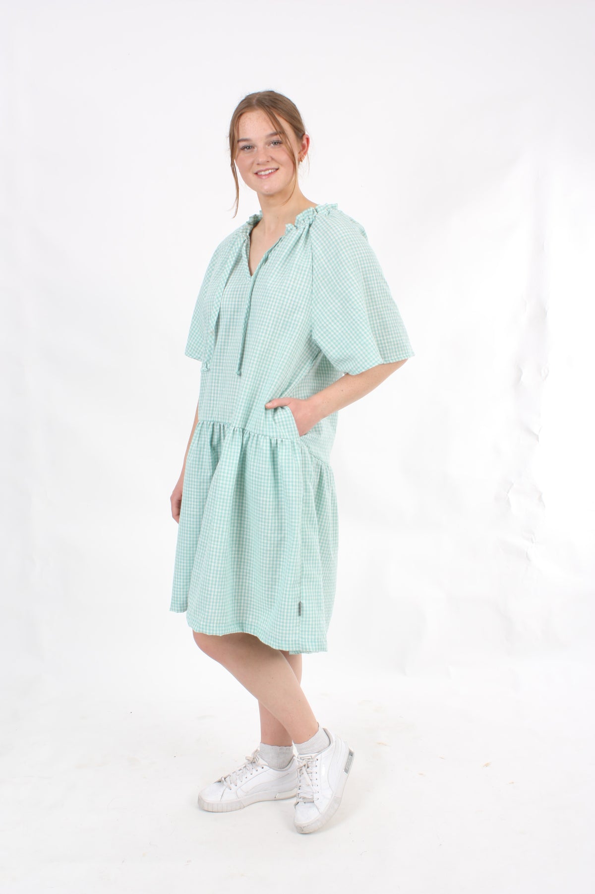 Parker Dress - Mint White Gingham